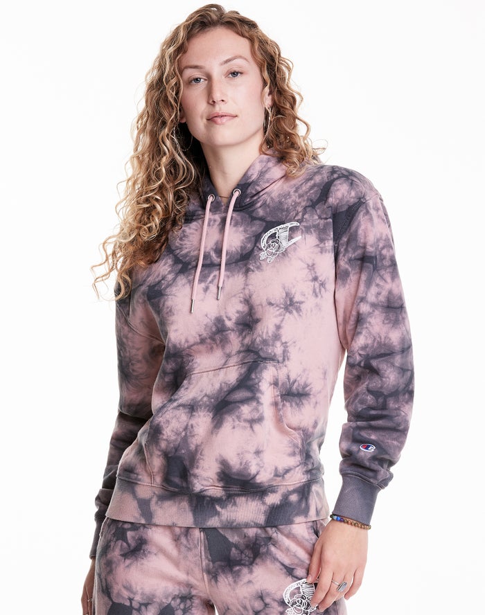 Champion Womens Hoodie NZ - Galaxy Dye Rose/Black ( 5137-YNLAD )